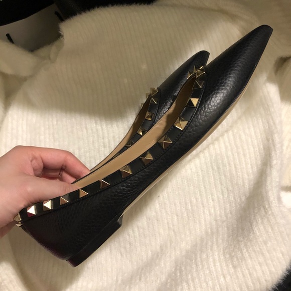 Valentino black and gold rockstud flats - Picture 3 of 4
